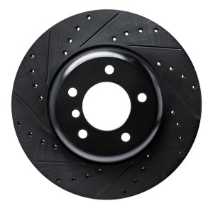 BMW Z4 Brake Rotor (1) - Front Left - R1 Concepts - Drilled & Slotted - Black - `09-`16